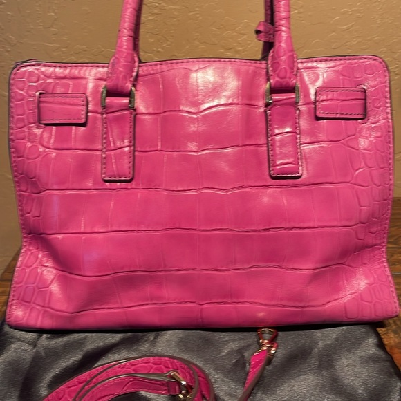 Michael Kors Dillon Croc Embossed Satchel Convertible Bag EUC MSRP $599 - Picture 6 of 16